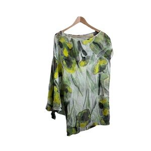 Silvia Tcherassi Blouse Scoop Neck Abstract Silk Draped Top